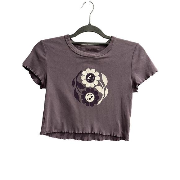 PacSun Size XS / S Purple Daisy Crop Top and Sweatpants *Minor Flaw* - Picture 2 of 10